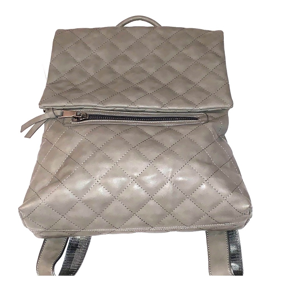 Grey Quilted Backpack